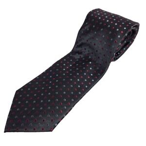 DONALD J TRUMP Signature Collection TIE 100% SILK Black w/ Red/Silver polka Dots